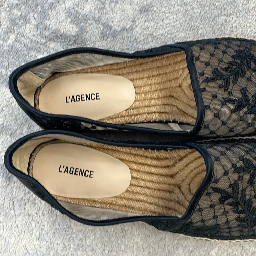 New L’Agence Floral Embroidered Lace Espadrille Loafer Flats Slip On Sz 6